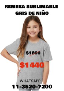 remera para sublimar Gris infantil