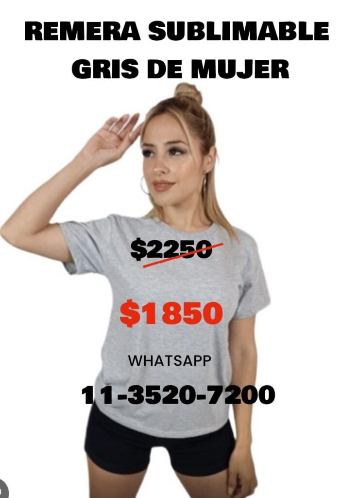 remera para sublimación Gris Mujer