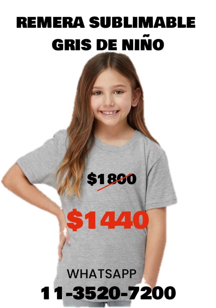 remera para sublimar Gris infantil