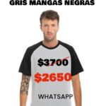 Remera Gris manga Ranglan color negro frente blanco ideal para Sublimar.